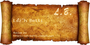 Léh Betti névjegykártya